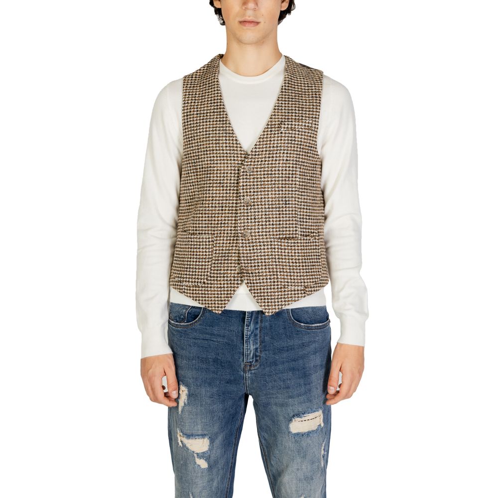 Gianni Lupo Beige Wool Vest for Men