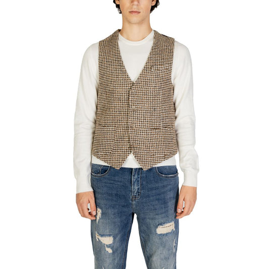 Gianni Lupo Beige Wool Vest for Men