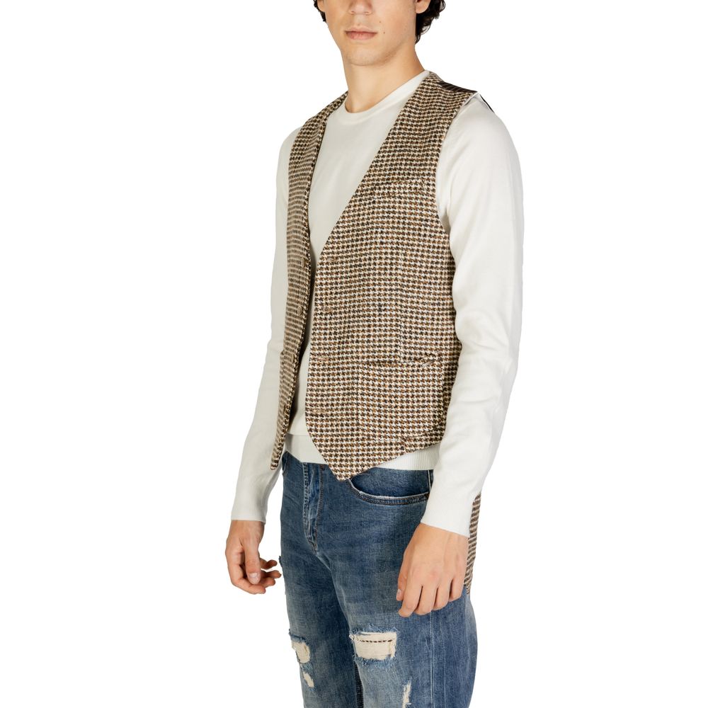 Gianni Lupo Beige Wool Vest for Men