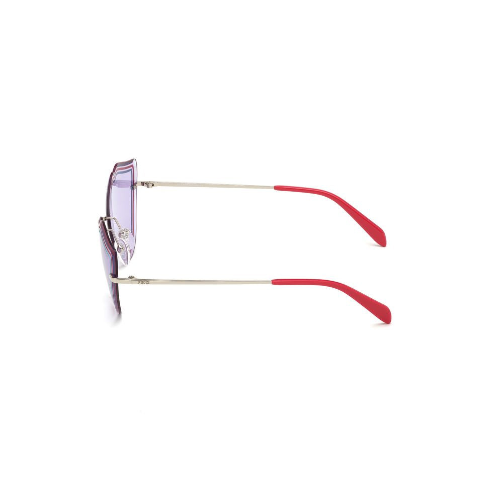 Emilio Pucci Women’s Sunglasses – Grey Metal Frame with Purple Lenses, 64mm
