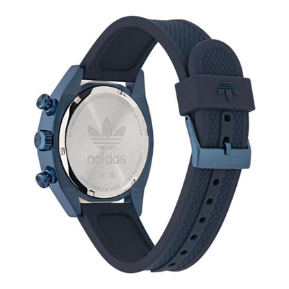 Adidas Black Silicone Quartz Watch with Blue Case
