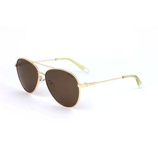 Polaroid Unisex Sunglasses – Golden Metal Frame with Brown Lenses, 60mm