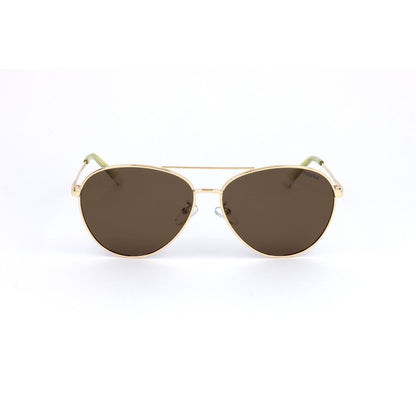Polaroid Unisex Sunglasses – Golden Metal Frame with Brown Lenses, 60mm