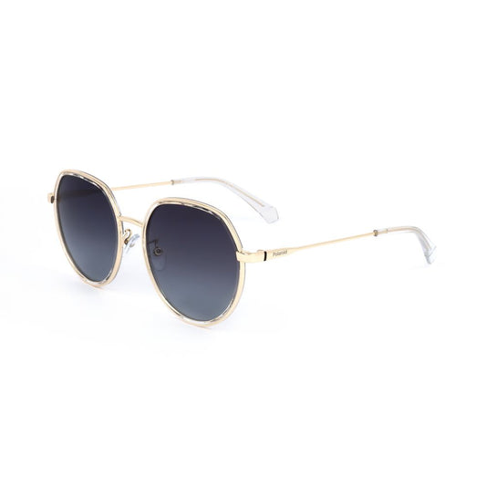 Polaroid Unisex Sunglasses – Golden Stainless Steel Frame, Grey Lenses, 55mm