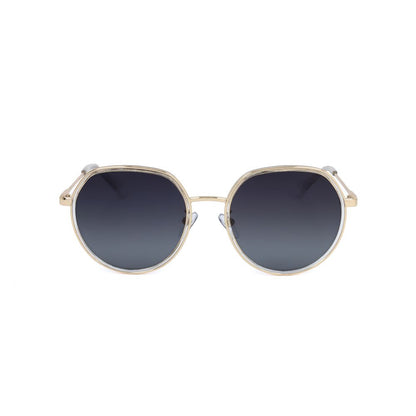 Polaroid Unisex Sunglasses – Golden Stainless Steel Frame, Grey Lenses, 55mm