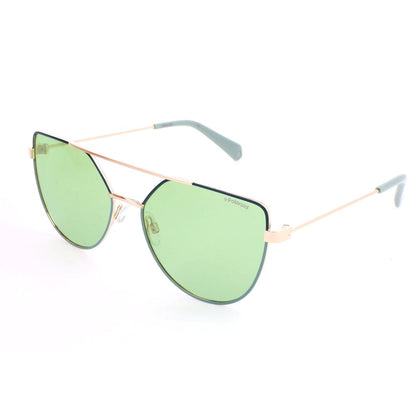 Polaroid Women's Gold Metal Sunglasses – Chic Gold Frame with Green Lenses, 58mm