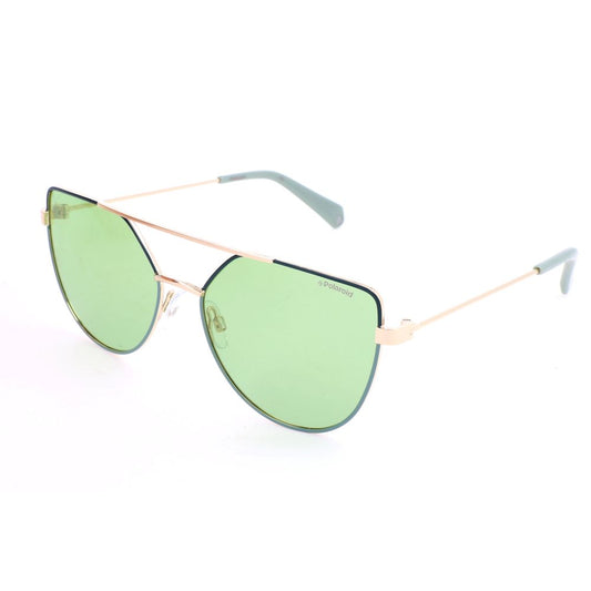 Polaroid Women's Gold Metal Sunglasses – Chic Gold Frame with Green Lenses, 58mm