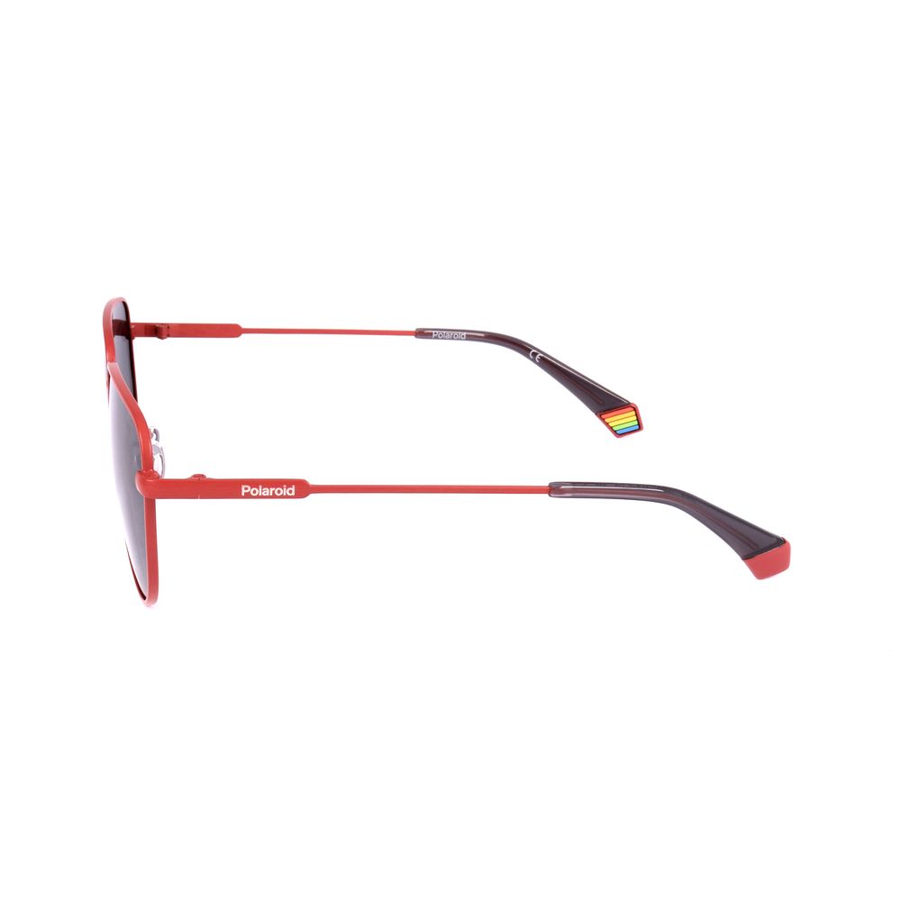 Polaroid Orange Stainless Steel Sunglasses – Stylish Unisex Design with Grey Lenses, 56mm