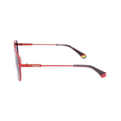 Polaroid Orange Stainless Steel Sunglasses – Stylish Unisex Design with Grey Lenses, 56mm