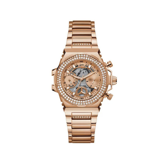 Guess Women’s Watch, Multifunction Dial, Pink Stainless Steel