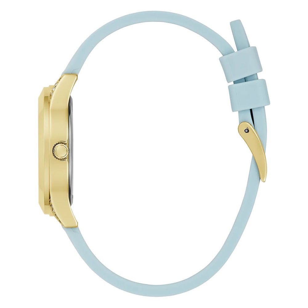Guess Women's Watch, Multicoloured Dial, Blue Silicone Strap