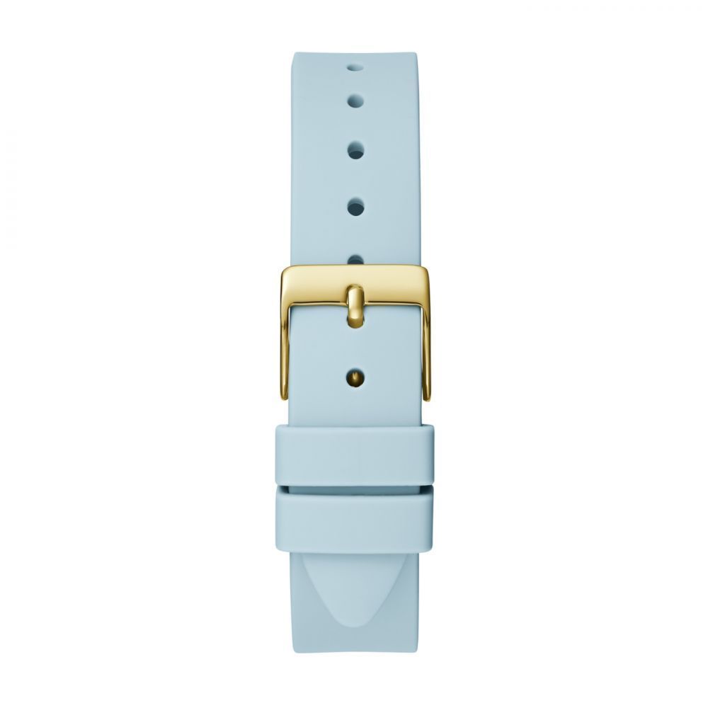 Guess Women's Watch, Multicoloured Dial, Blue Silicone Strap