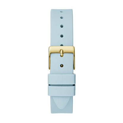 Guess Women's Watch, Multicoloured Dial, Blue Silicone Strap