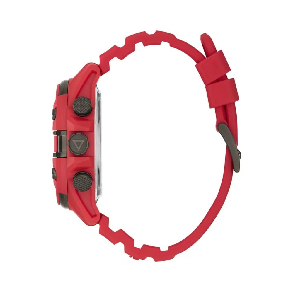 Guess Men's Red Silicone Watch with Analog/Digital Display