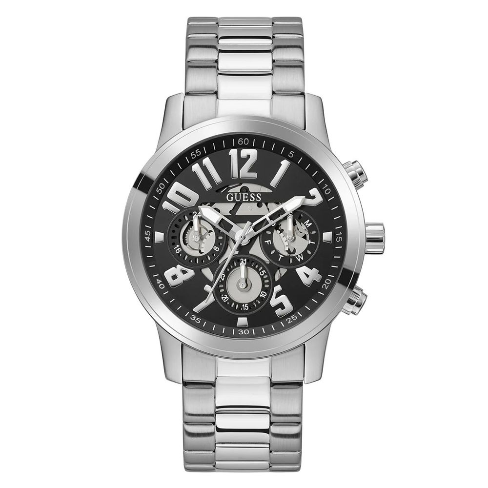 Guess Men’s Watch, Dual Calendar, Gray Stainless Steel
