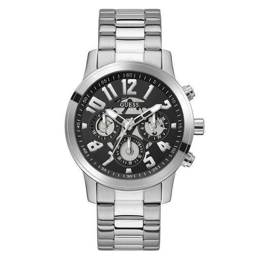 Guess Men’s Watch, Dual Calendar, Gray Stainless Steel