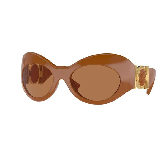 Versace Women's Brown Sunglasses - Irregular Shape with Bronze Lens