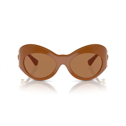 Versace Women's Brown Sunglasses - Irregular Shape with Bronze Lens