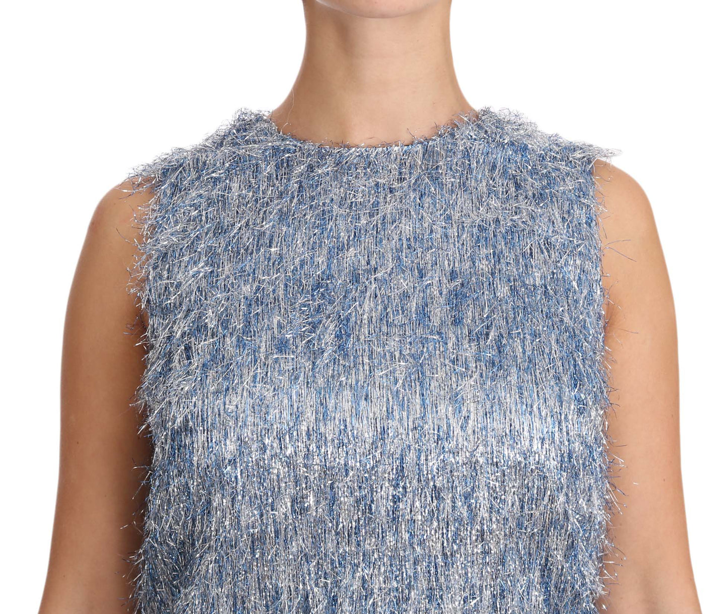  - Elegant Light Blue Fringe Shift Dress