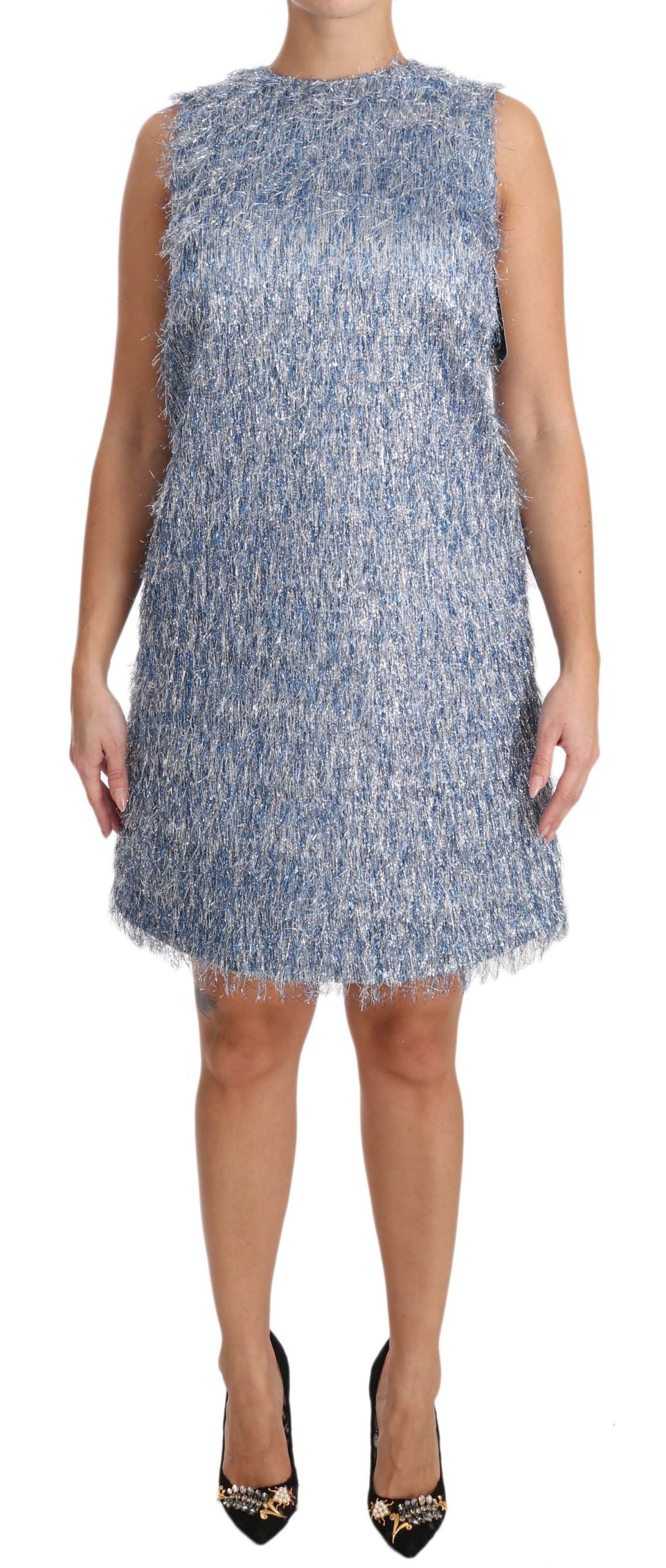  - Elegant Light Blue Fringe Shift Dress