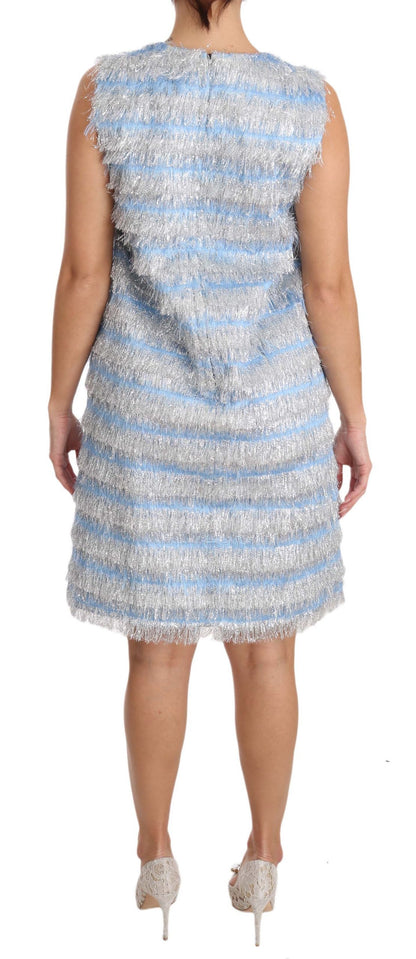  - Elegant Light Blue Fringe Shift Dress