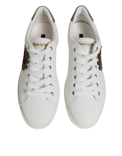 Dolce & Gabbana Sacred Heart White Leather Men's Sneakers