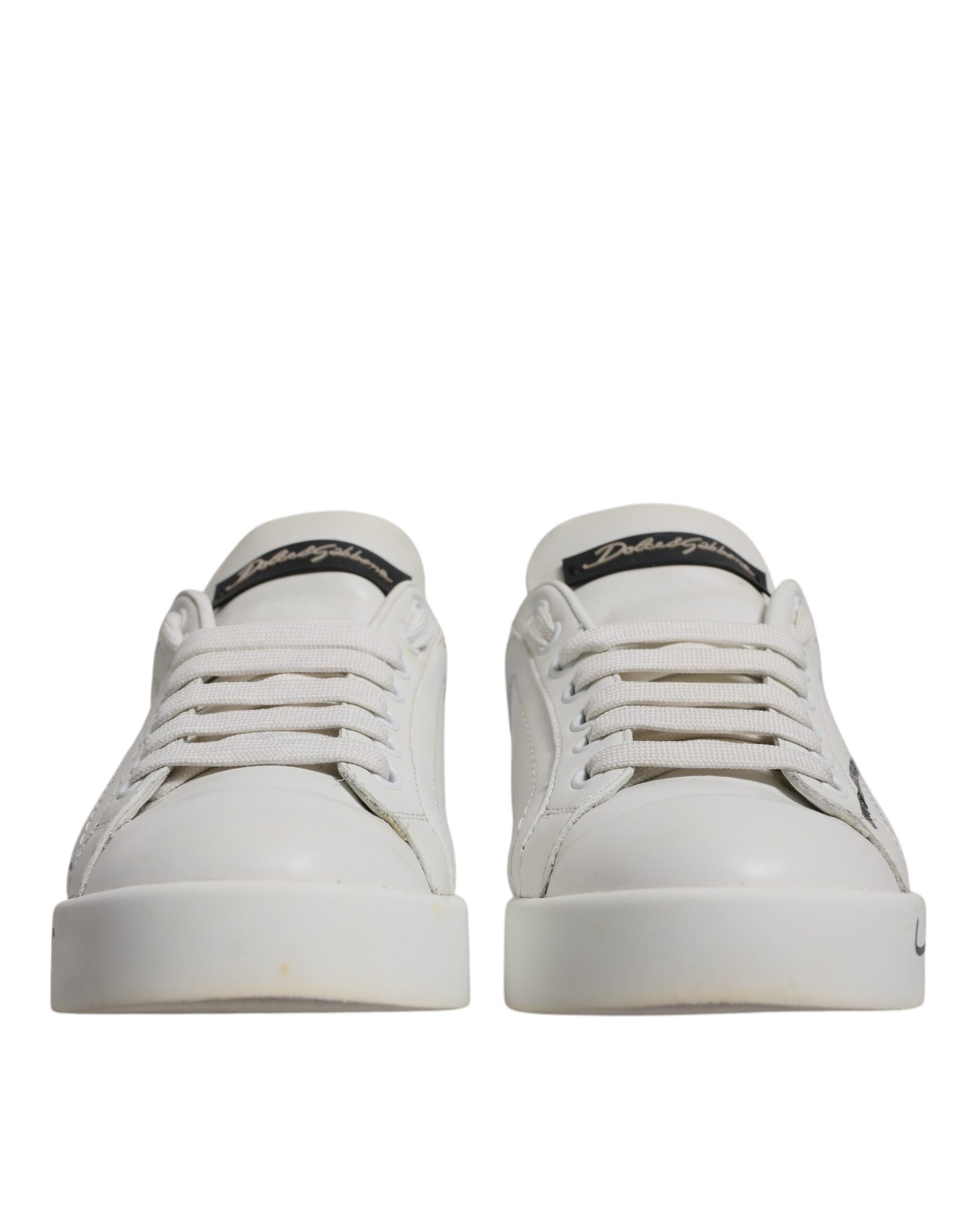 Dolce & Gabbana White Blue Logo Portofino Sneakers