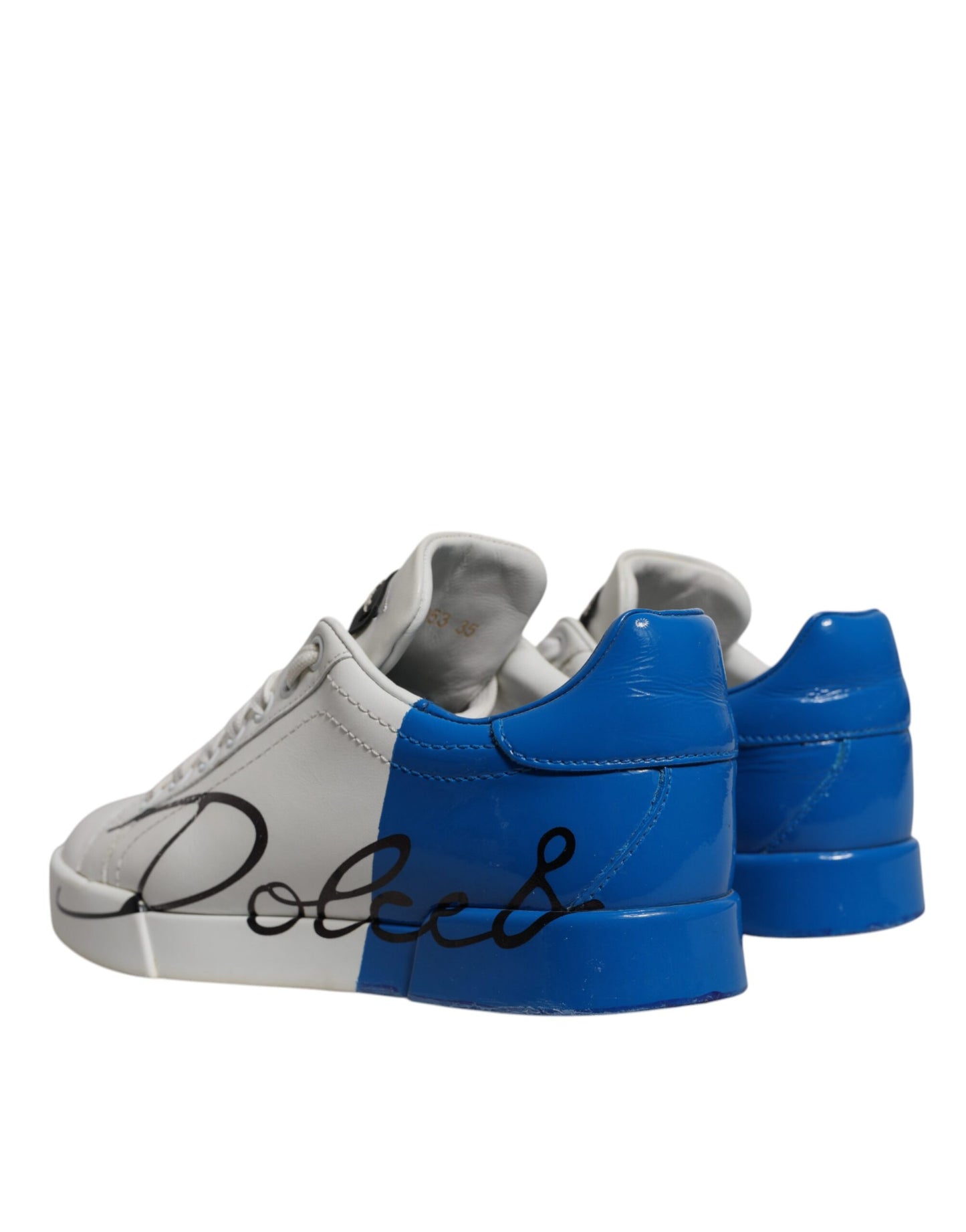 Dolce & Gabbana White Blue Logo Portofino Sneakers