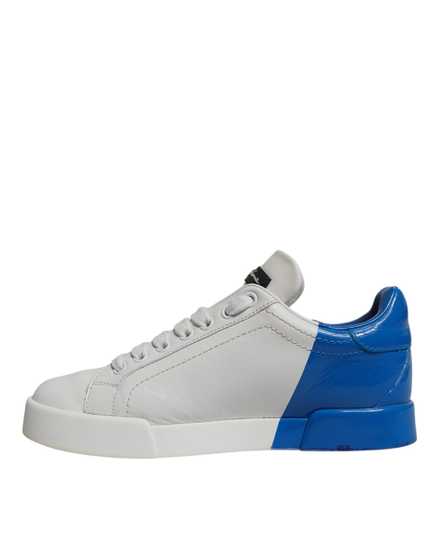 Dolce & Gabbana White Blue Logo Portofino Sneakers