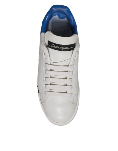 Dolce & Gabbana White Blue Logo Portofino Sneakers