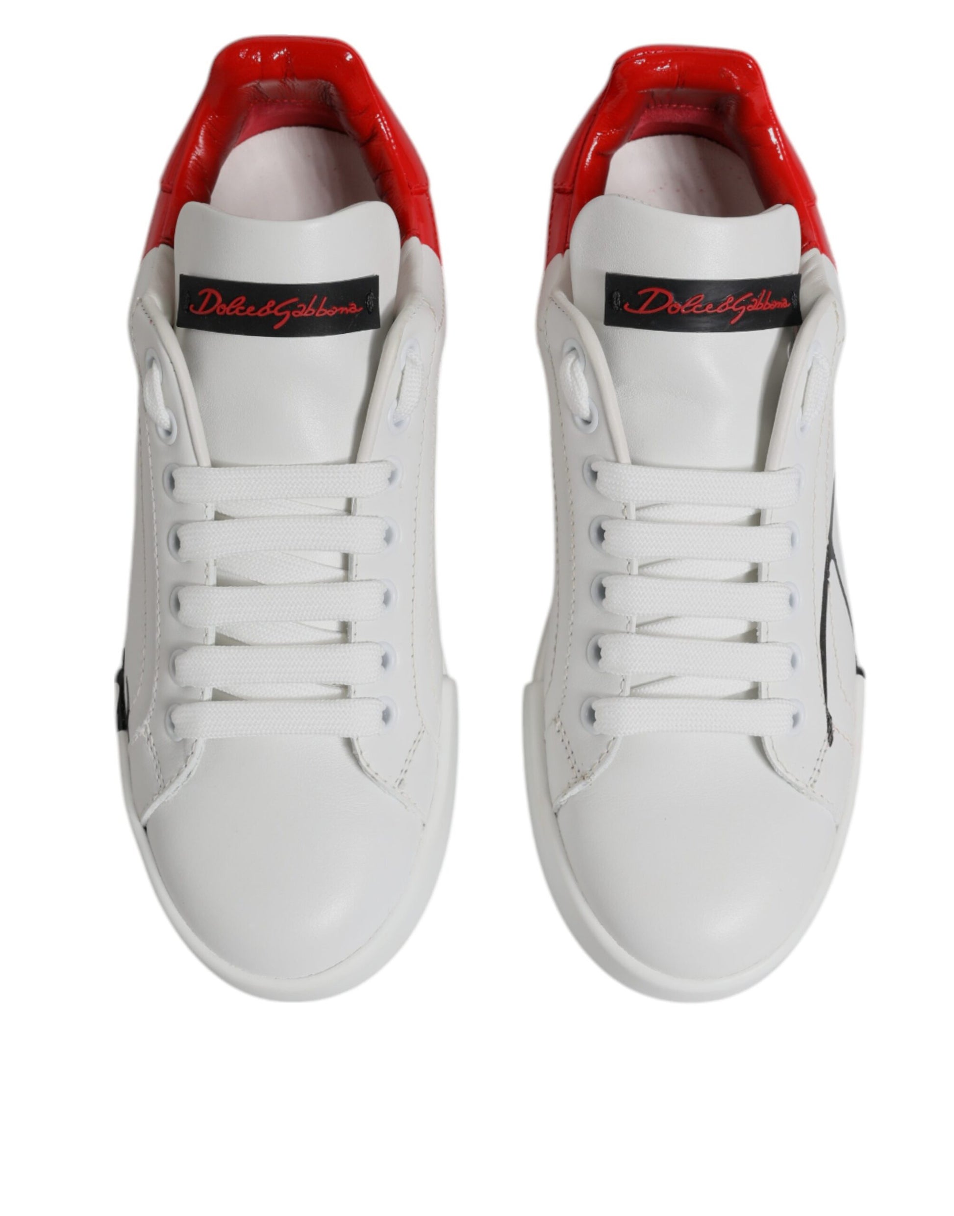 Dolce & Gabbana White & Red Logo Portofino Sneakers for Women