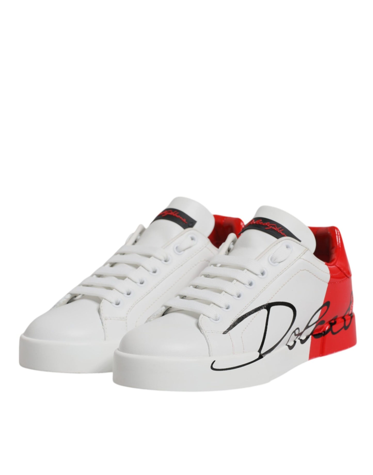 Dolce & Gabbana White & Red Logo Portofino Sneakers for Women