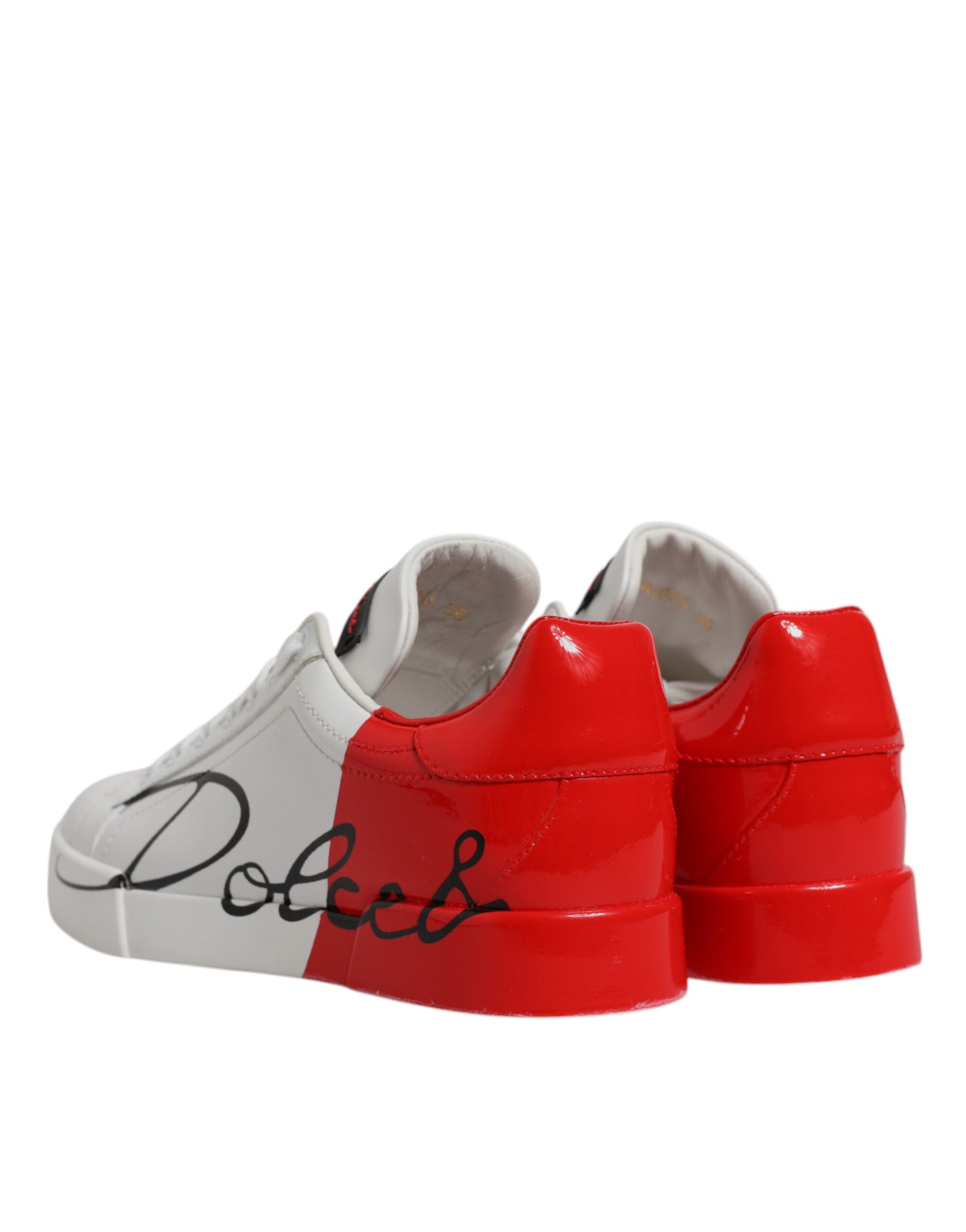 Dolce & Gabbana White & Red Logo Portofino Sneakers for Women