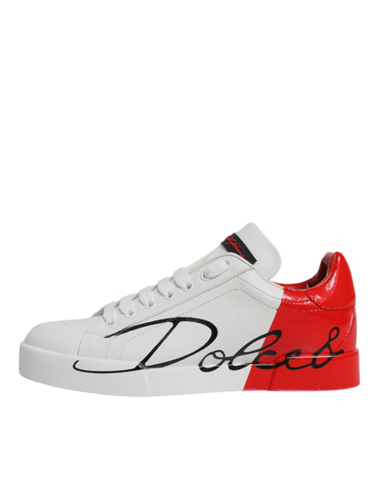 Dolce & Gabbana White & Red Logo Portofino Sneakers for Women