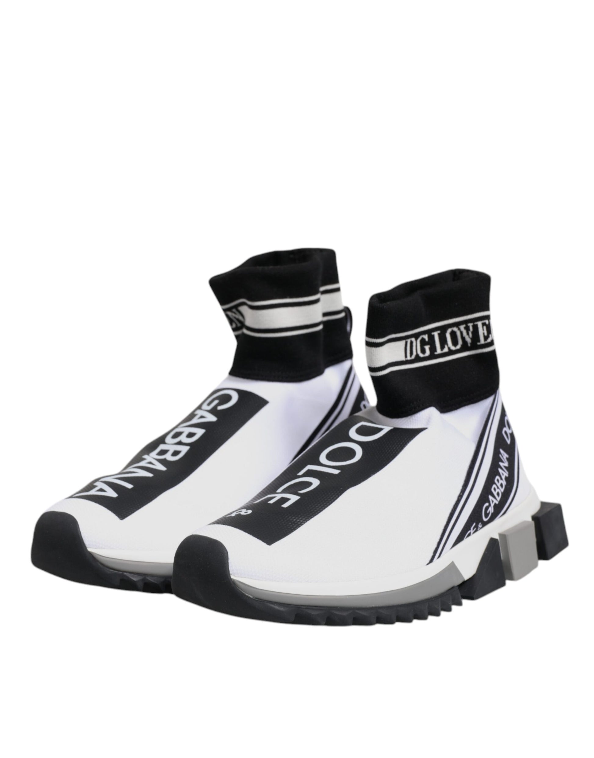 Dolce & Gabbana Sorrento White Black Socks Sneakers Shoes