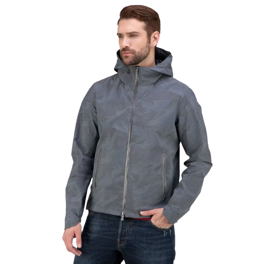 Herno Blue Camouflage Nylon Jacket