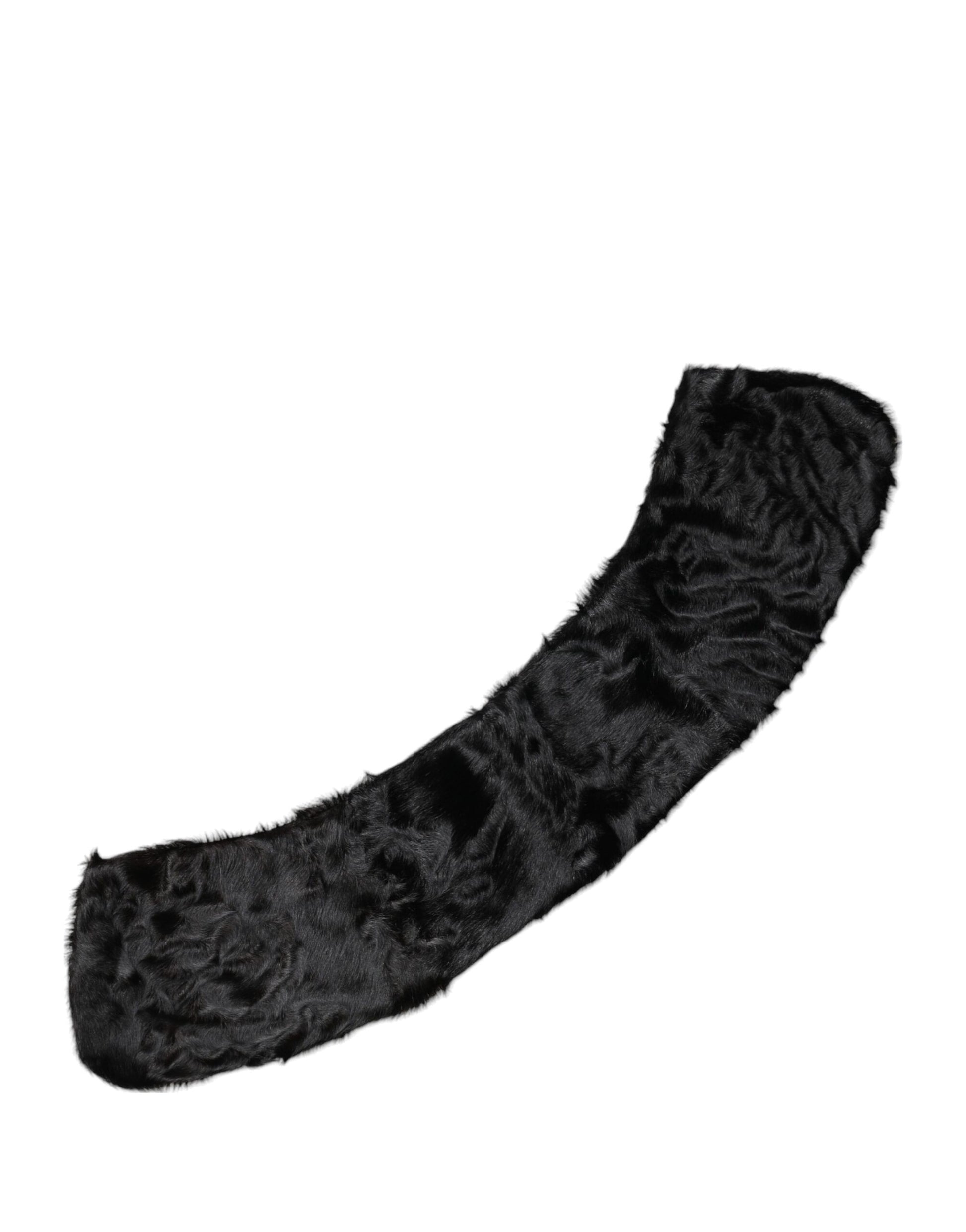 Dolce & Gabbana Black Lamb Fur Collar Neck Wrap Scarf