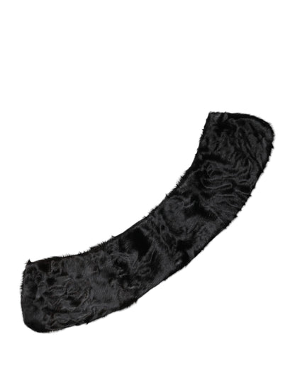 Dolce & Gabbana Black Lamb Fur Collar Neck Wrap Scarf