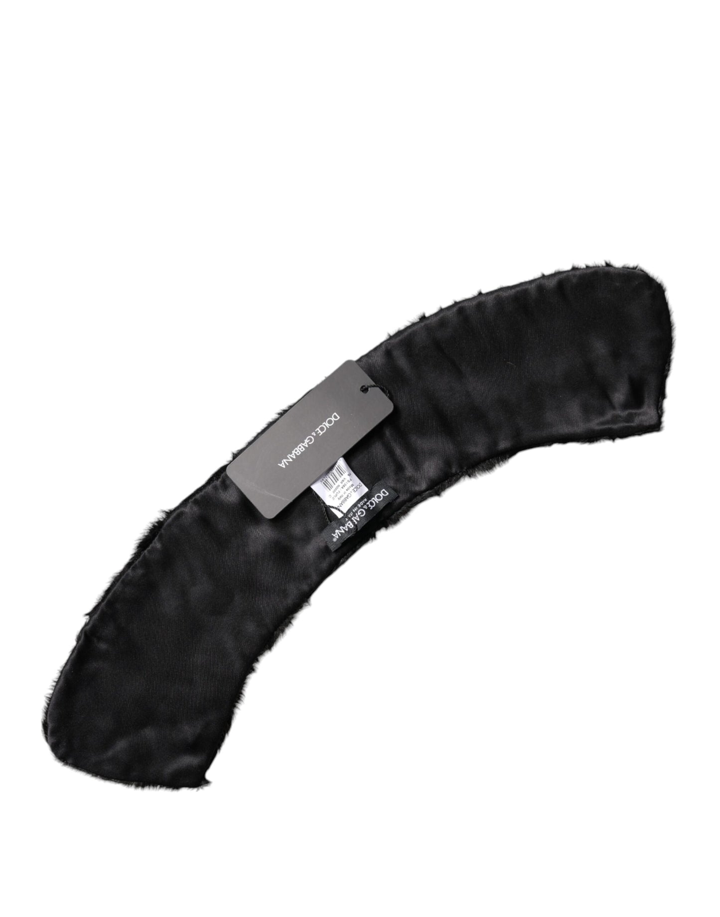 Dolce & Gabbana Black Lamb Fur Collar Neck Wrap Scarf