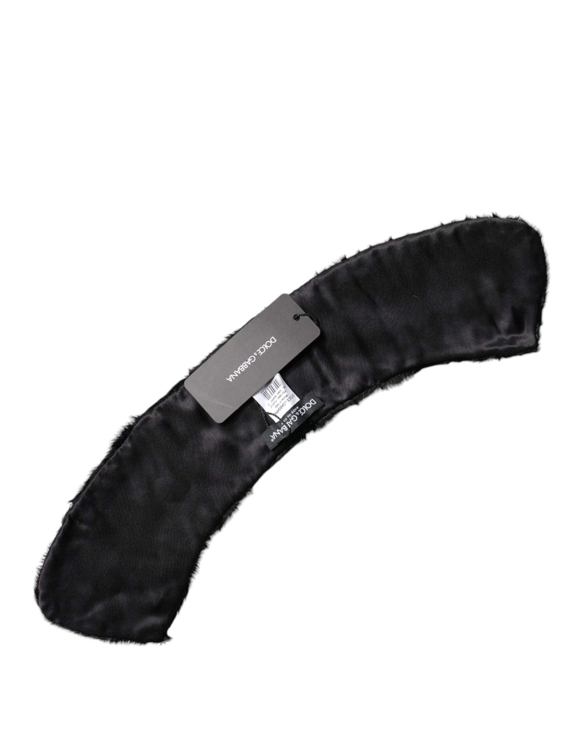 Dolce & Gabbana Black Lamb Fur Collar Neck Wrap Scarf