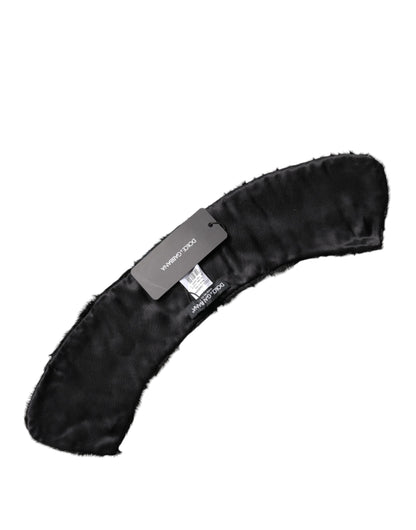 Dolce & Gabbana Black Lamb Fur Collar Neck Wrap Scarf