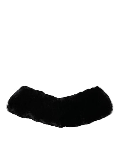 Dolce & Gabbana Black Lamb Fur Collar Women's Neck Wrap Scarf