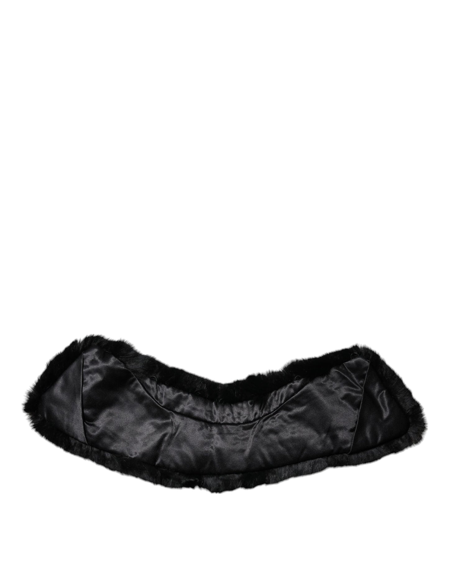 Dolce & Gabbana Black Lamb Fur Collar Women's Neck Wrap Scarf