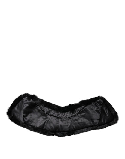 Dolce & Gabbana Black Lamb Fur Collar Women's Neck Wrap Scarf