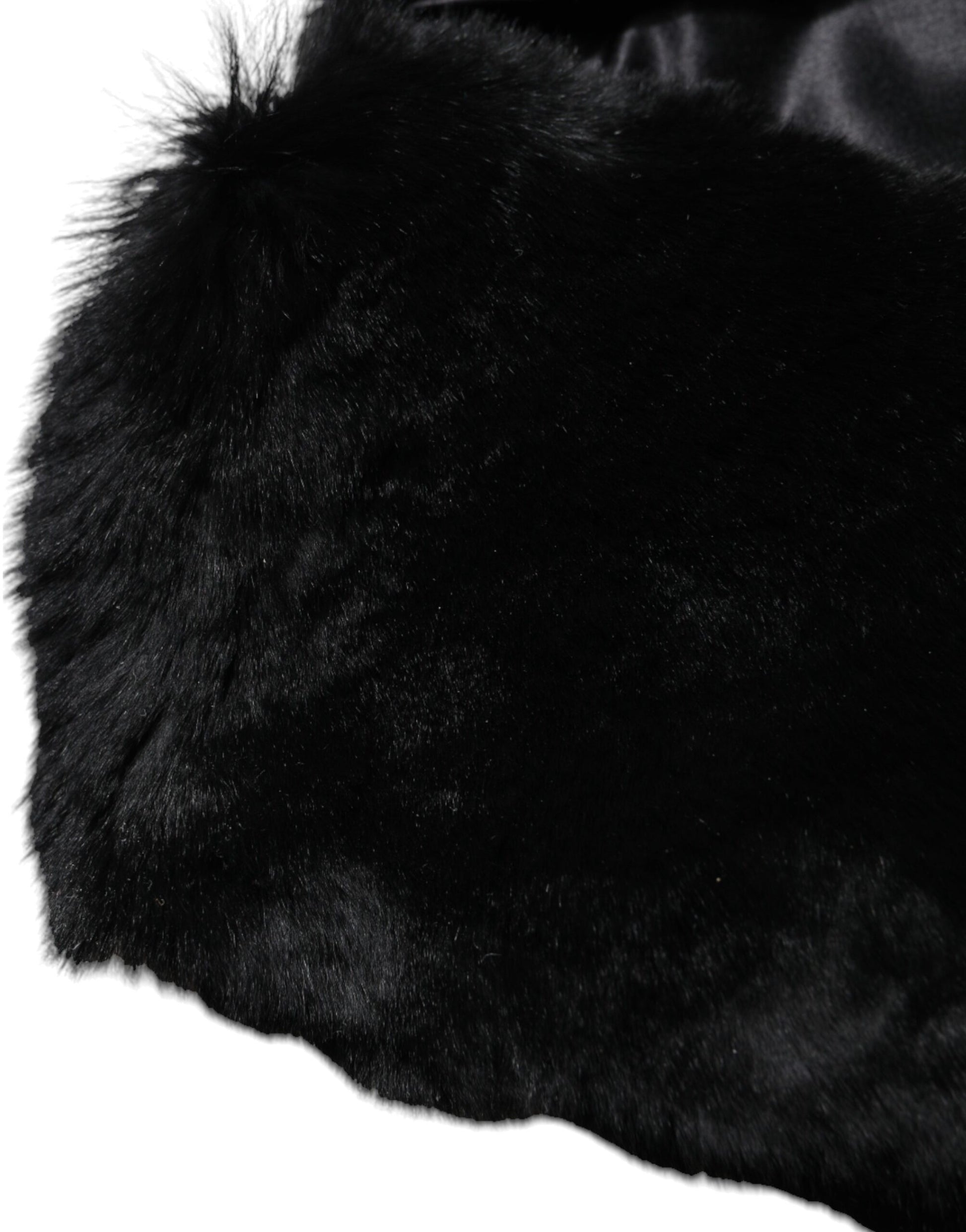 Dolce & Gabbana Black Lamb Fur Collar Women's Neck Wrap Scarf