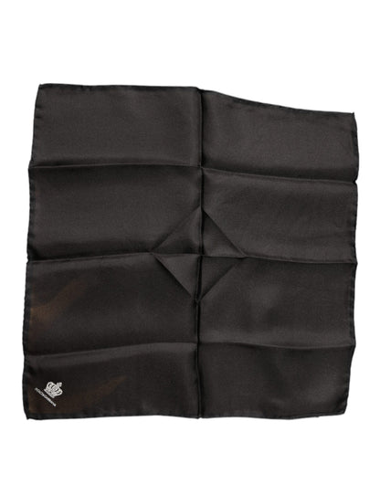 Dolce & Gabbana Black Crown Silk Square Handkerchief Scarf