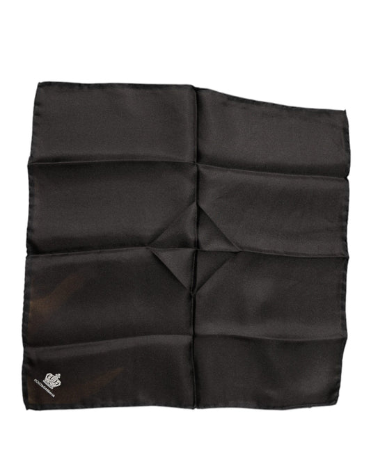 Dolce & Gabbana Black Crown Silk Square Handkerchief Scarf