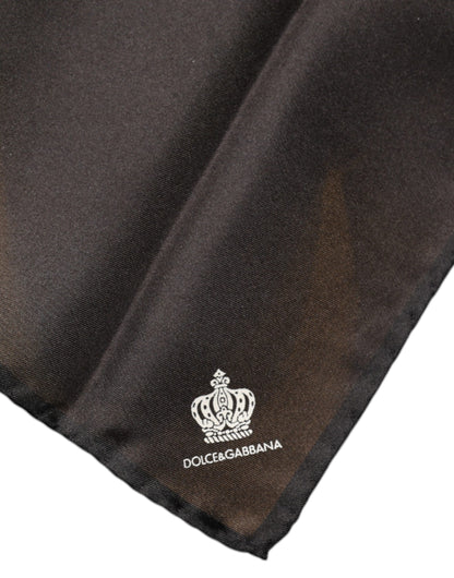 Dolce & Gabbana Black Crown Silk Square Handkerchief Scarf