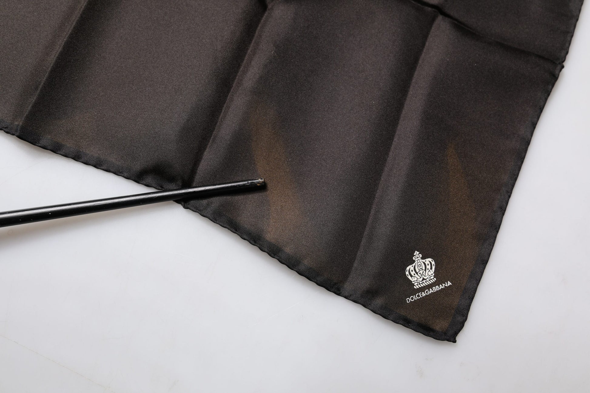 Dolce & Gabbana Black Crown Silk Square Handkerchief Scarf