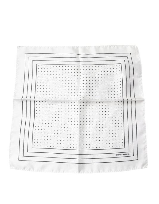 Dolce & Gabbana White Polka Dots Square Handkerchief Scarf